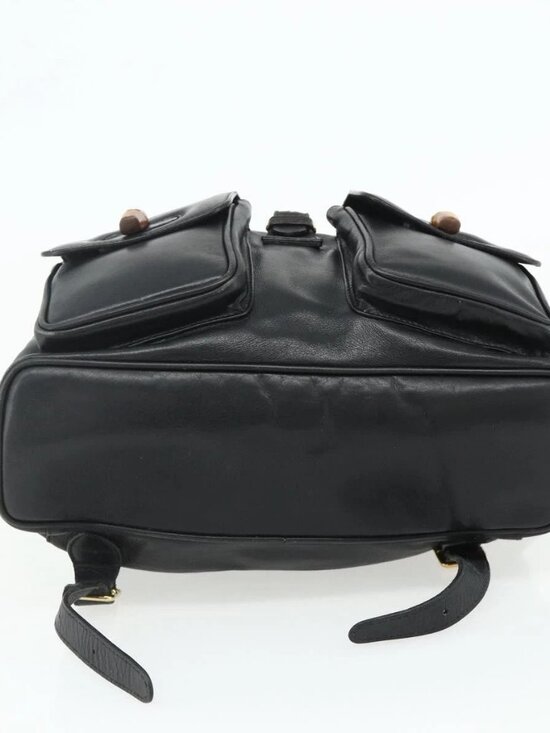 GUCCI Bamboo Backpack Leather Black Gold 003 1998 0016 Auth 176041 main image 13